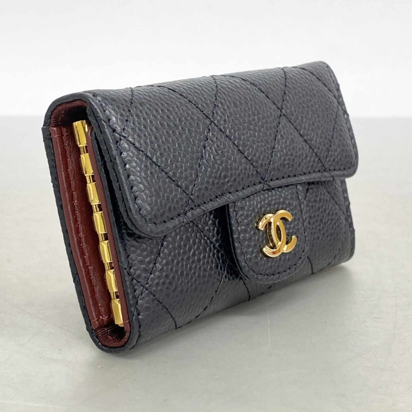 シャネル Chanel シャネル キーケース マトラッセ キャビアスキン ブラック レディース