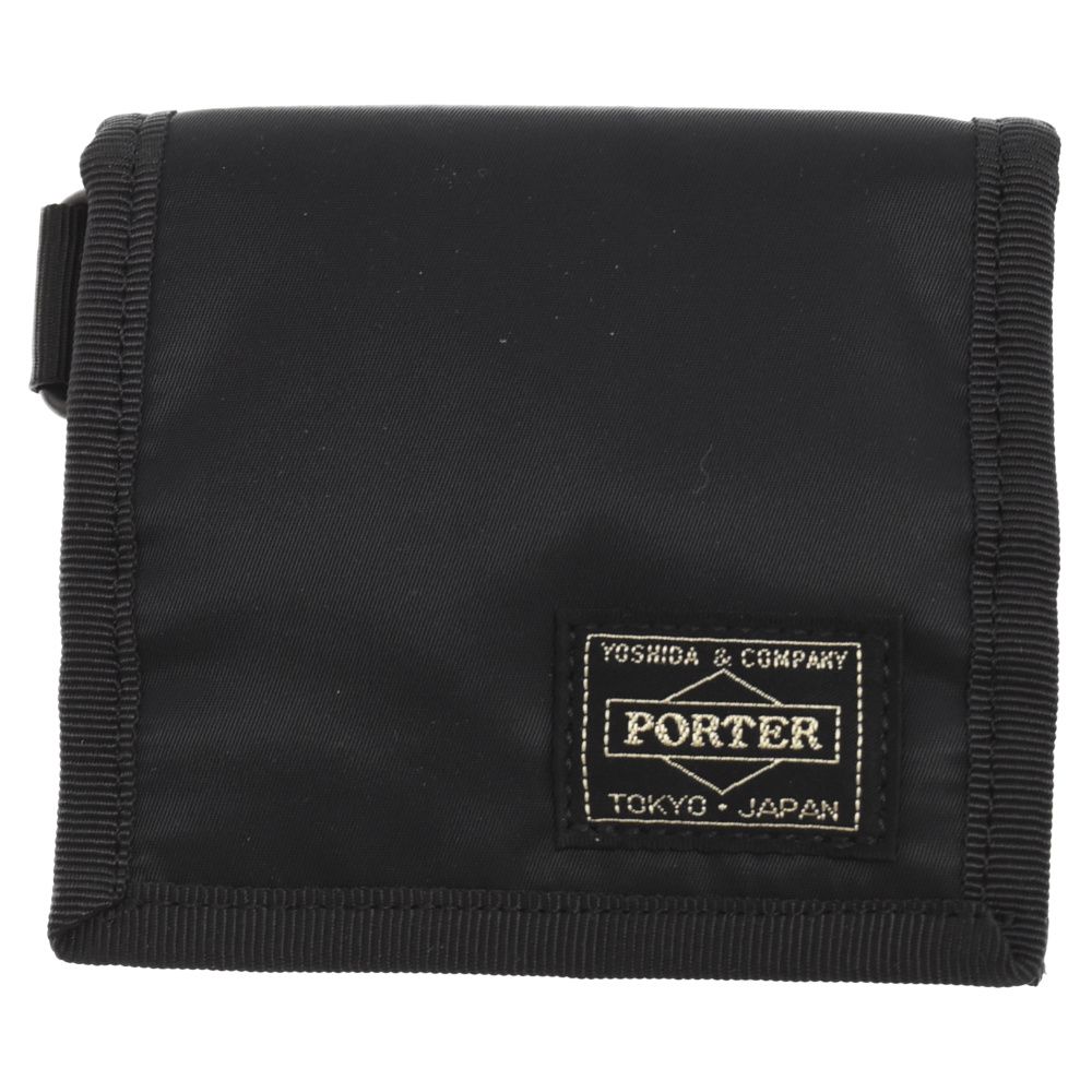 A BATHING APE アベイシングエイプ ×PORTER コインケース 二つ折り財布 マジックテープ ブラック