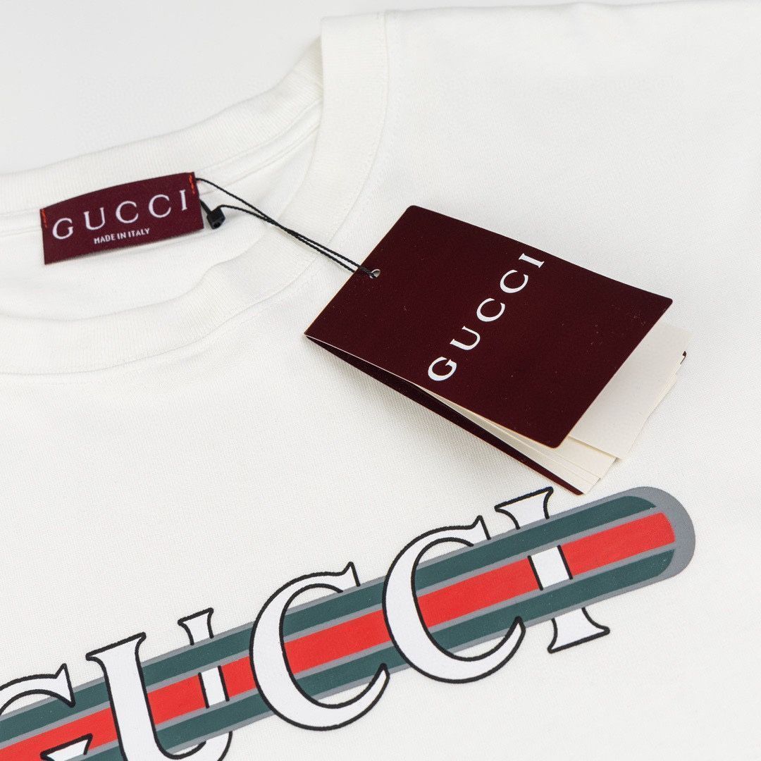 GUCCI リボン付き Tシャツ Sサイズ ブラウン 今日特価】Gucci / グッチ 25ss リボンアルファベットプリント T