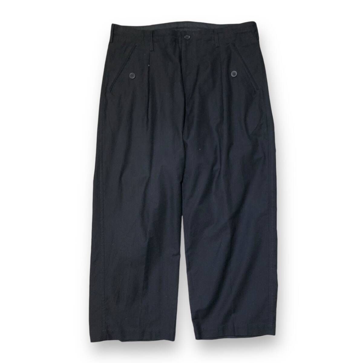 24SS YOHJI YAMAMOTO POUR HOMME WIDE TWILL M-FRONT 1 TUCK PANTS 