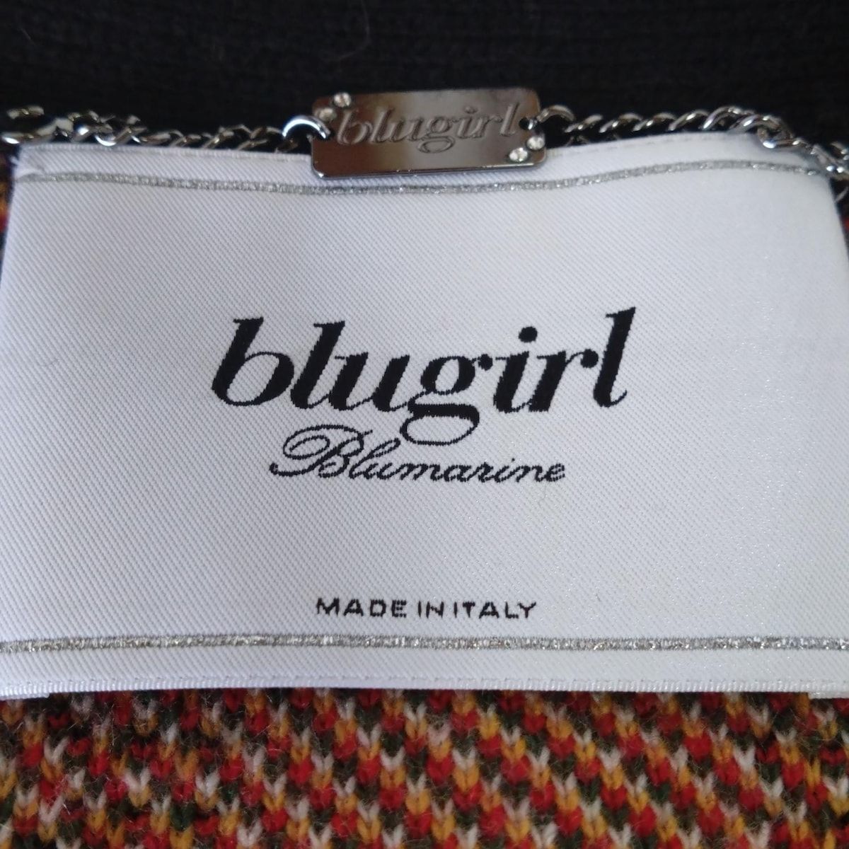  ブルーガールブルマリン アンサンブル レディース - 黒×アイボリー×マルチ カシミヤ混 チェック柄 花柄 フリンジ ロング丈 長袖 カーディガン ボレロ アンサンブル