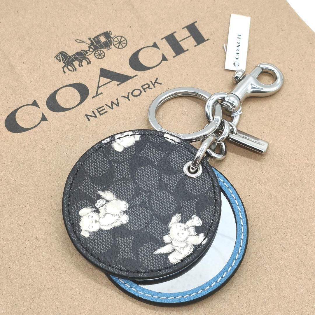 COACH 日本未発売 ミラー付きキーホルダー バッグチャーム 犬 CC477