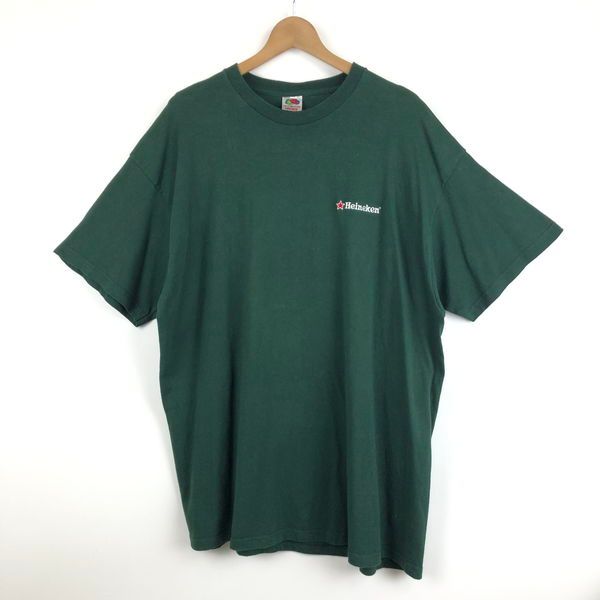 【古着】 Heineken ハイネケン Tシャツ ワンポイント刺繍 ビール グリーン系 メンズXL以上 【中古】 n054615