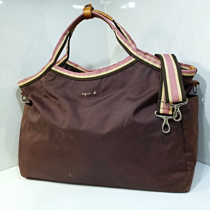 【美品】アニエスベー 大容量ボストン ブラウン 旅行にも最適！鍵付き アニエスベーボヤージュ agnes b. VOYAGE 2way トラベル 旅行