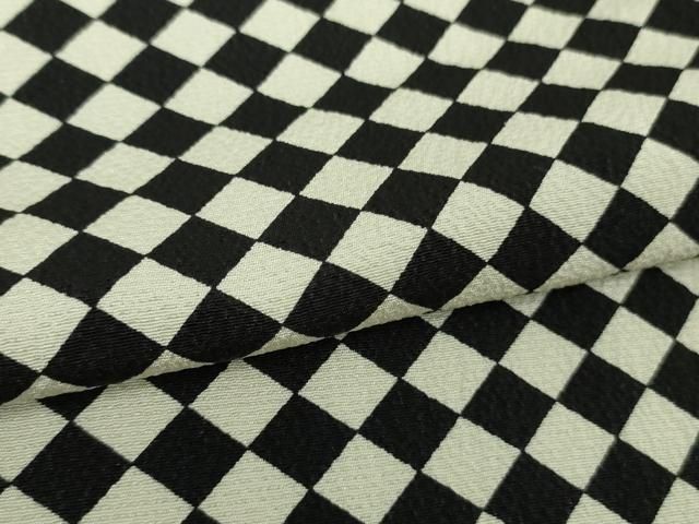 平和屋着物□極上 池田重子コレクション 小紋 単衣 市松菱文 黒×白  