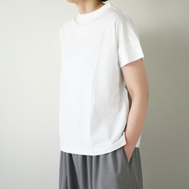 handvaerk | 60/2 BOTTLE NECK S/S T-SHIRT (black/white/silver cloud/seal) size S | ハンドバーク ピマコットン handvaerk | 60/2 BOTTLE NECK S/S T-SHIRT (black/white/silver