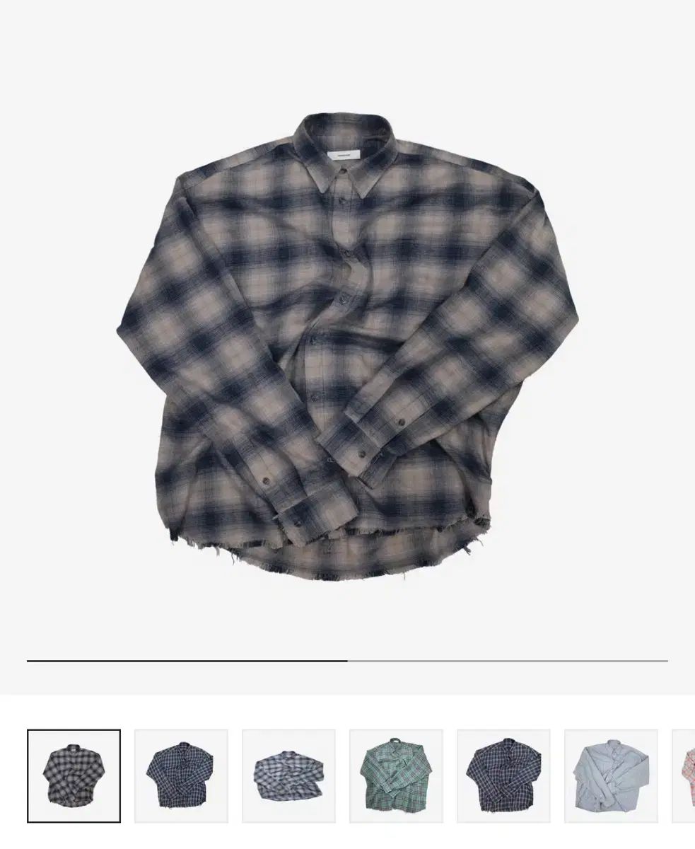 2 Nonnod フレキシブル シャーリング CHECK シャツ ブルー グランジ