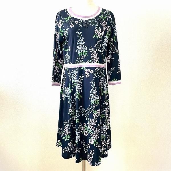 anc スーパービューティー Super Beauty ワンピース 40 紺 紫系 花柄