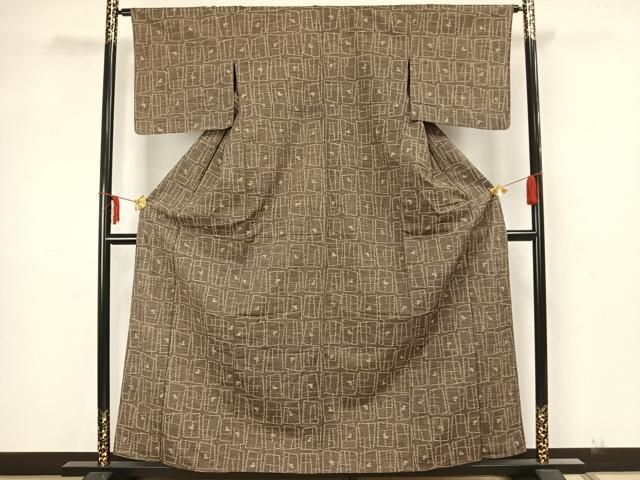 平和屋着物▽上質な小紋　単衣　幾何学文　正絹　逸品　AAAZ1556fy 平和屋着物▽上質な小紋 単衣 幾何学文 正絹 逸品 AAAZ1556fy