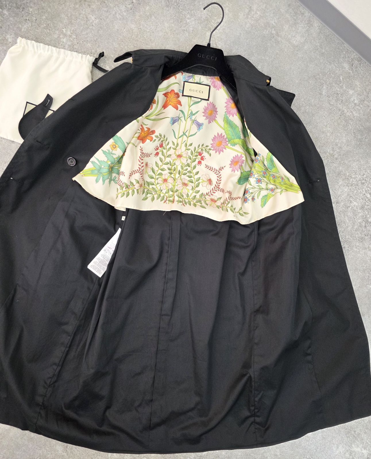【美品】GUCCI パールボタン GG 花柄 トレンチコート ☆ GUCCI グッチ パールGGボタン スプリング トレンチコート
