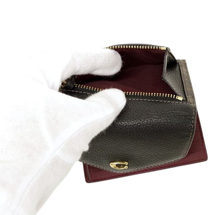 【Aランク】 コーチ COACH ウィン スモール ウォレット ウィズ ホース アンド キャリッジ プリント PVC / ポリッシュド ペブル レザー C3161 三つ折り財布 ブラウン 正規品 美品 中古 mbl16019 コーチ COACH ウィン スモール ウォレット ウィズ ホース アンド