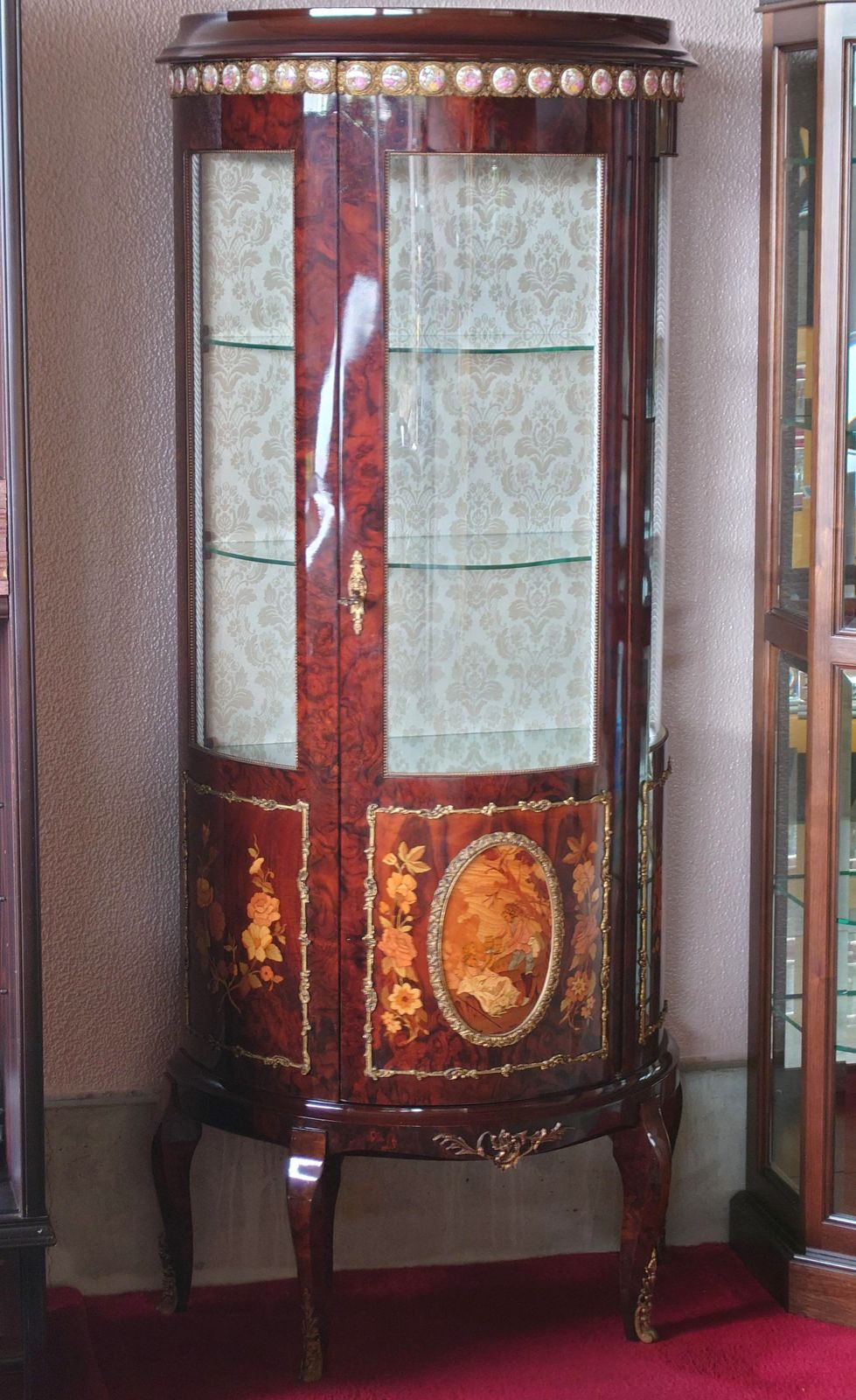 スペイン アンティーク飾り棚 マホガニーローズウッド キャビネット スペイン アンティーク飾り棚 マホガニーローズウッド