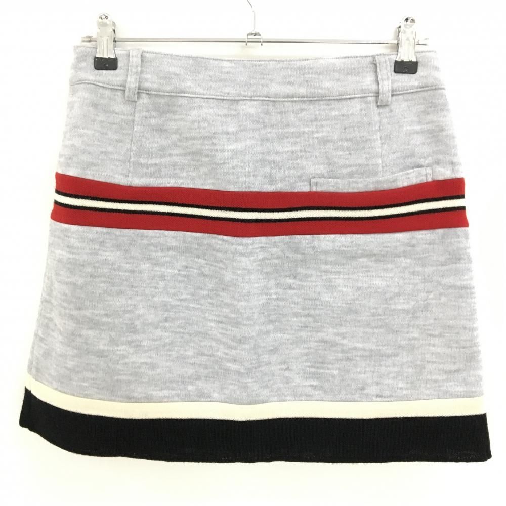 アルチビオ ニットスカート 杢グレー×レッド×黒 インナーパンツ付き ウール混 レディース 40 L ゴルフウェア archivio