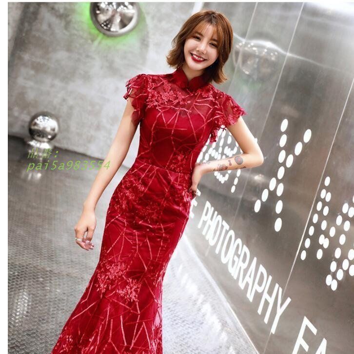 パーティードレス 20代30代40代 結婚式ワンピースドレス マーメイドドレス 大人 着痩せ 披露宴卒業式 食事会 成人式 お呼ばれ 立ち襟 二次会 上品 pai5a983554