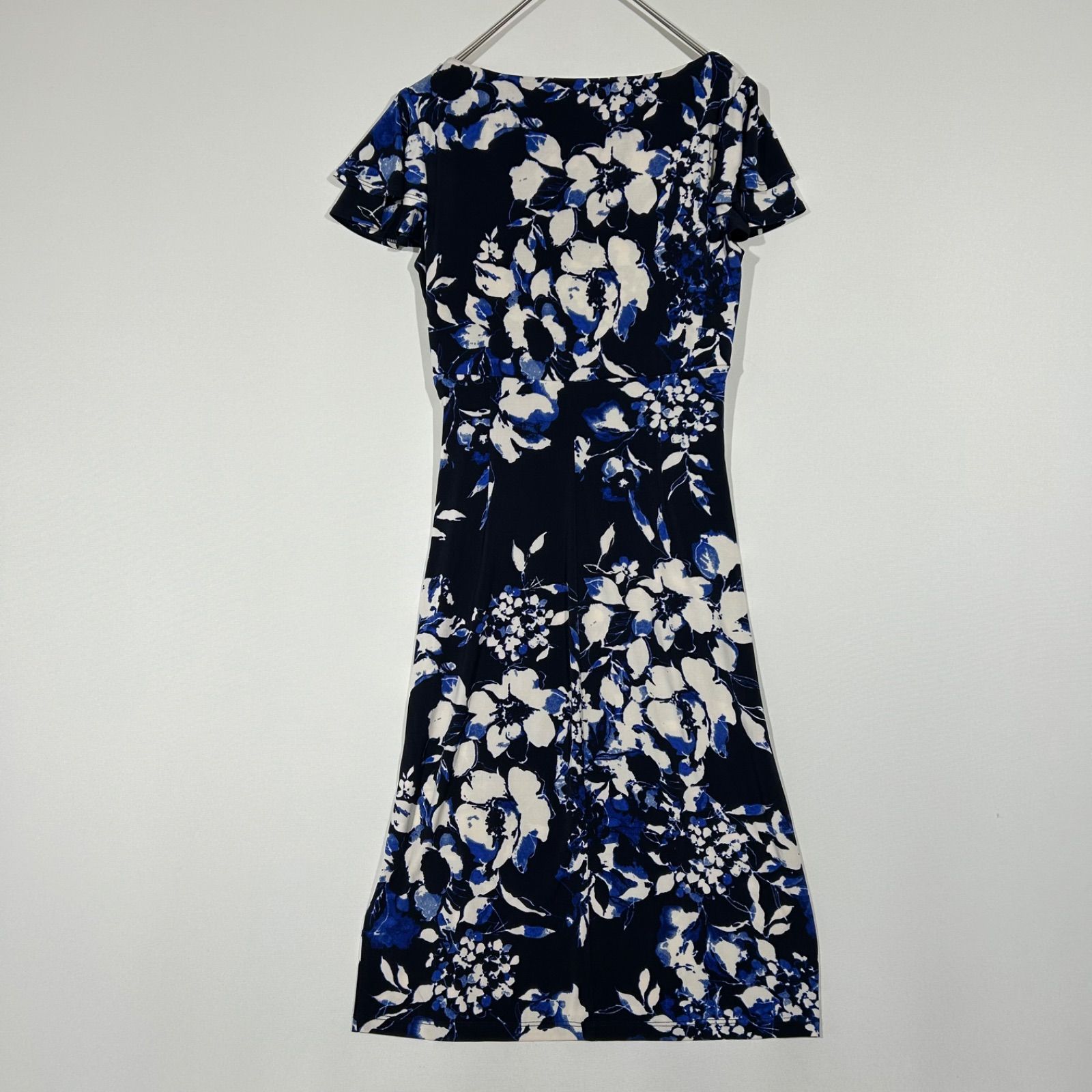 【ローレン・ラルフ・ローレン】 花柄カシュクール ドレス ワンピース 紺×グレー ラルフローレン RalphLauren ドレス カシュクール 半袖