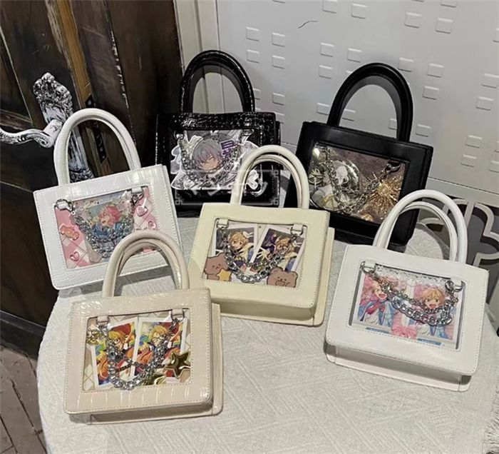 痛バッグ 痛バ 小さめ 小さい ミニ 痛ショルダー バッグ レディース トートバッグ クリアバッグ クリア 缶バッチ 可愛 かわいい コンパクト イベント オタク 推し Fs98153