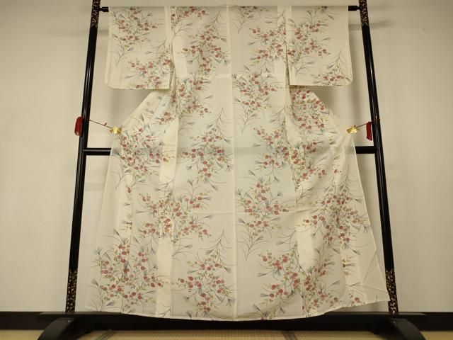 平和屋着物 夏物 小紋 絽 草花文 正絹 AABB2587jd