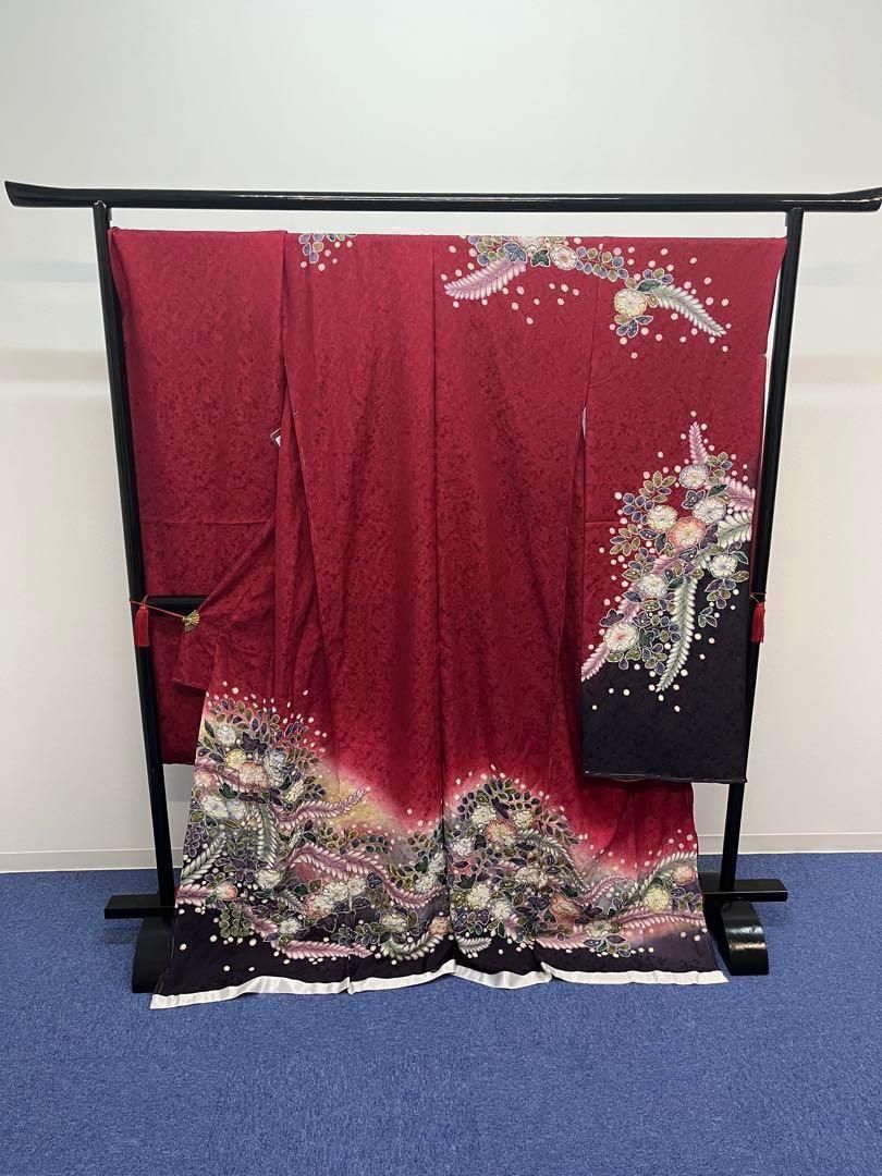 正絹 振袖 中古 赤 未仕立て - メルカリ