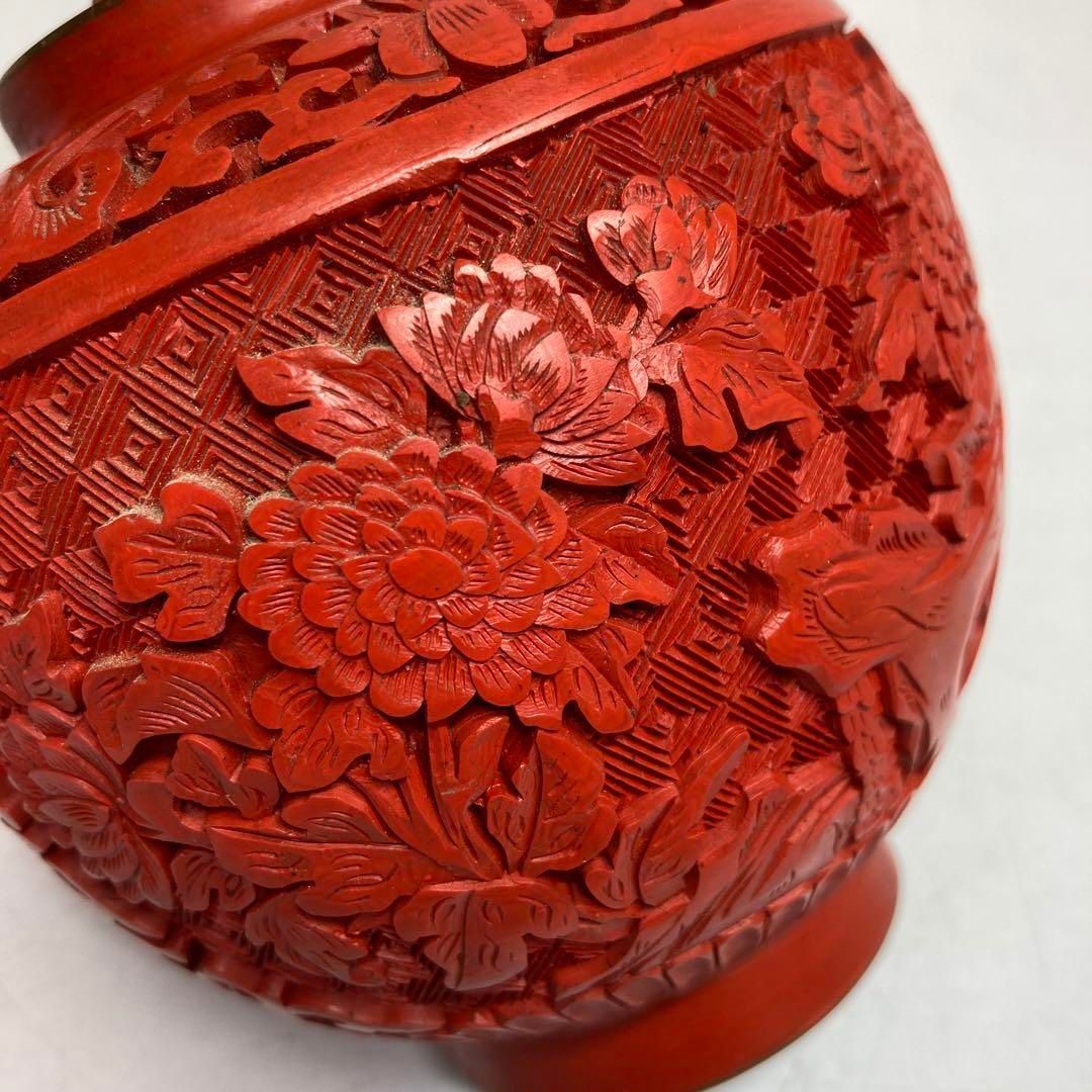 中国美術 七宝 卸売 堆朱 花入 高さ約11.5㎝ 東さ5-0627④ 中国美術