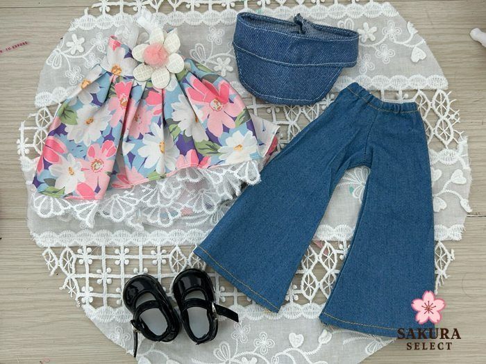 ドール服セット 花柄 デニムパンツドール服 キャミソール ドール
