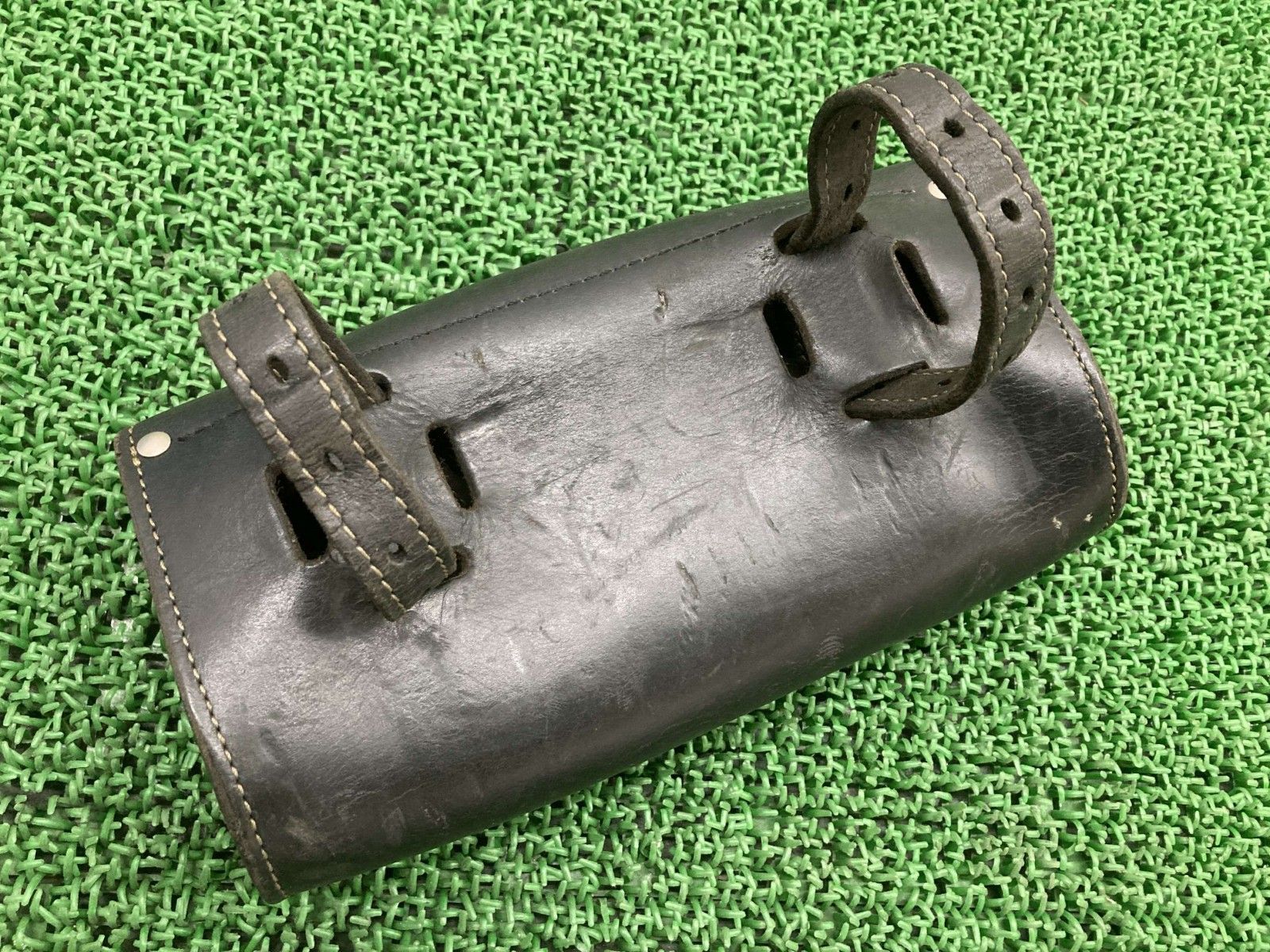 デグナー製 ツールバッグ 社外 バイク 部品 DEGNER SB-19 ステアリングバッグ 本革 牛革 破れ無し Ao