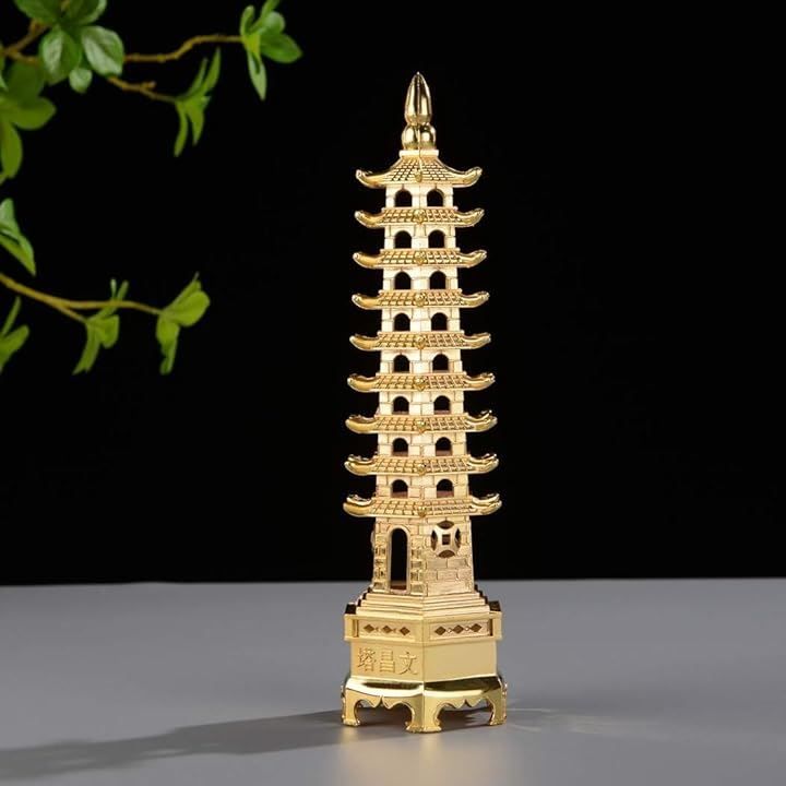 DOUKI YA 風水グッズ 文昌塔 もんしょうとう 金メッキ 高さ26cm 13層