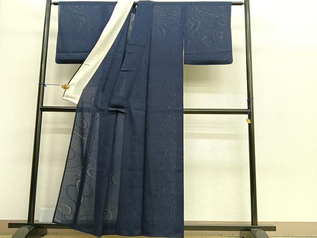 平和屋2■極上　夏物　色無地　市松紋紗　青褐色　逸品　未使用　DZAA1436kh4 平和屋本店□極上 夏物 色無地 市松紋紗 水色 逸品 DZAA4124kh5