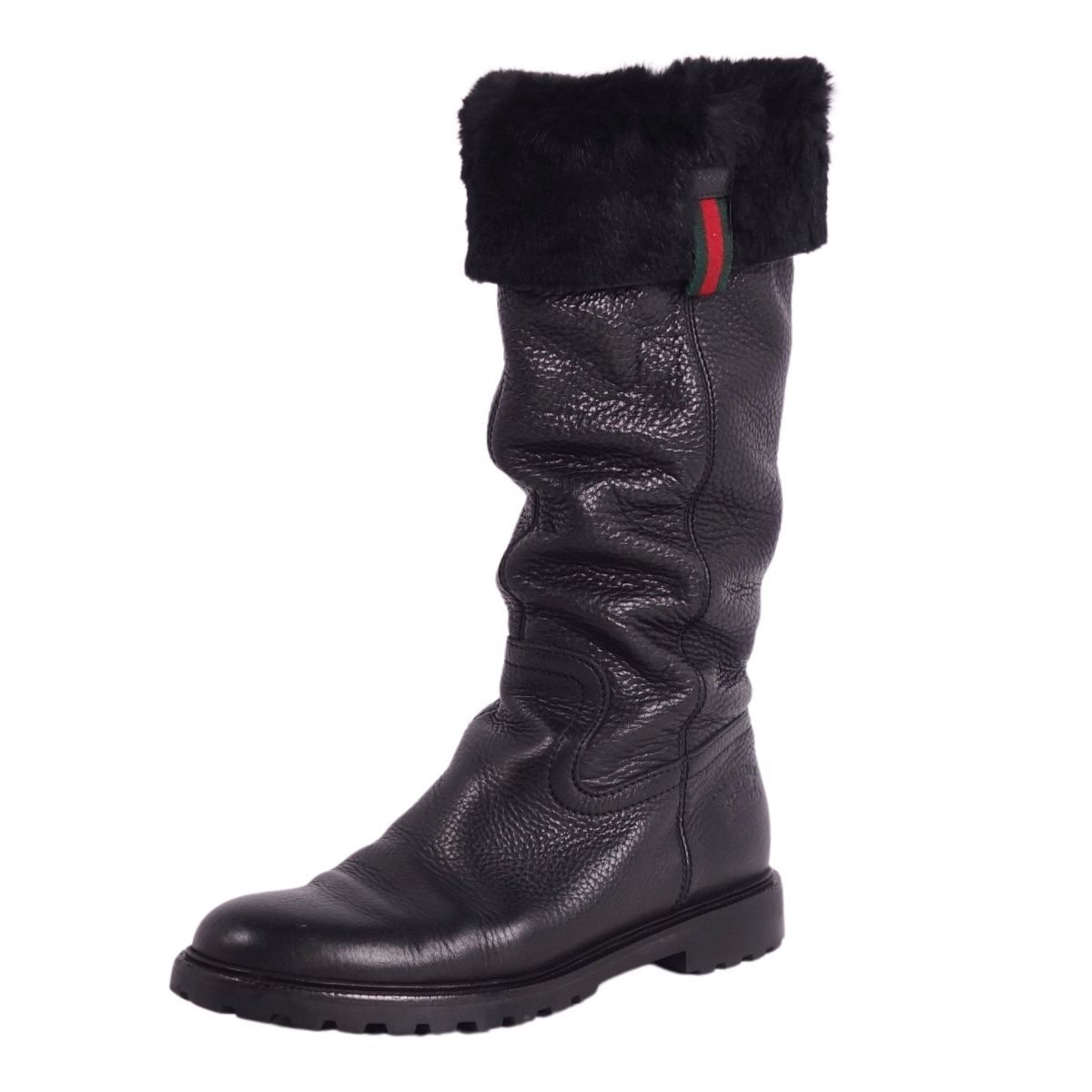 新品未使用•GUCCI ロングブーツ　シェリーライン 美品 グッチ GUCCI ブーツ ロングブーツ シェリーライン レザー