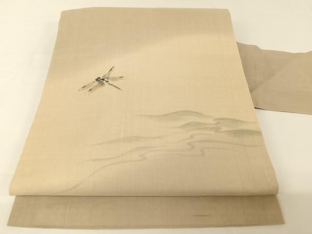 平和屋着物＊夏物 絹芭蕉 九寸名古屋帯 手描き 勝虫 正絹 AABA2546np