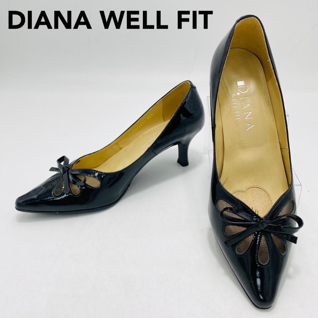 DIANA WELL FIT パンプス リボン メッシュ Vカット 23.5 - メルカリ
