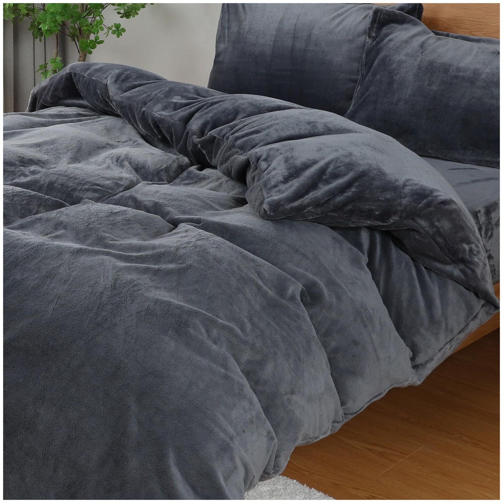 Color:グレー_Size:クイーン210x210cm YOKATEC 掛け布団カバー クイーン 冬 あったか 暖かい 布団カバー 冬 【厚手 ふわふわ 毛布にもなる2WAY仕様】布団カバー クイーン 冬 あったか掛け布団カバー 