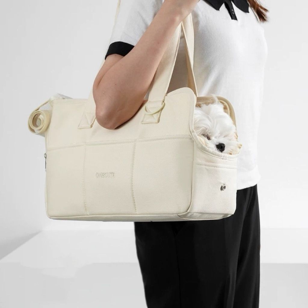 中犬用 ONECUTE ペット用 犬用 アウトドア 収納バッグ ハンドバッグ ショルダーバッグ Msize begie yellow 1点