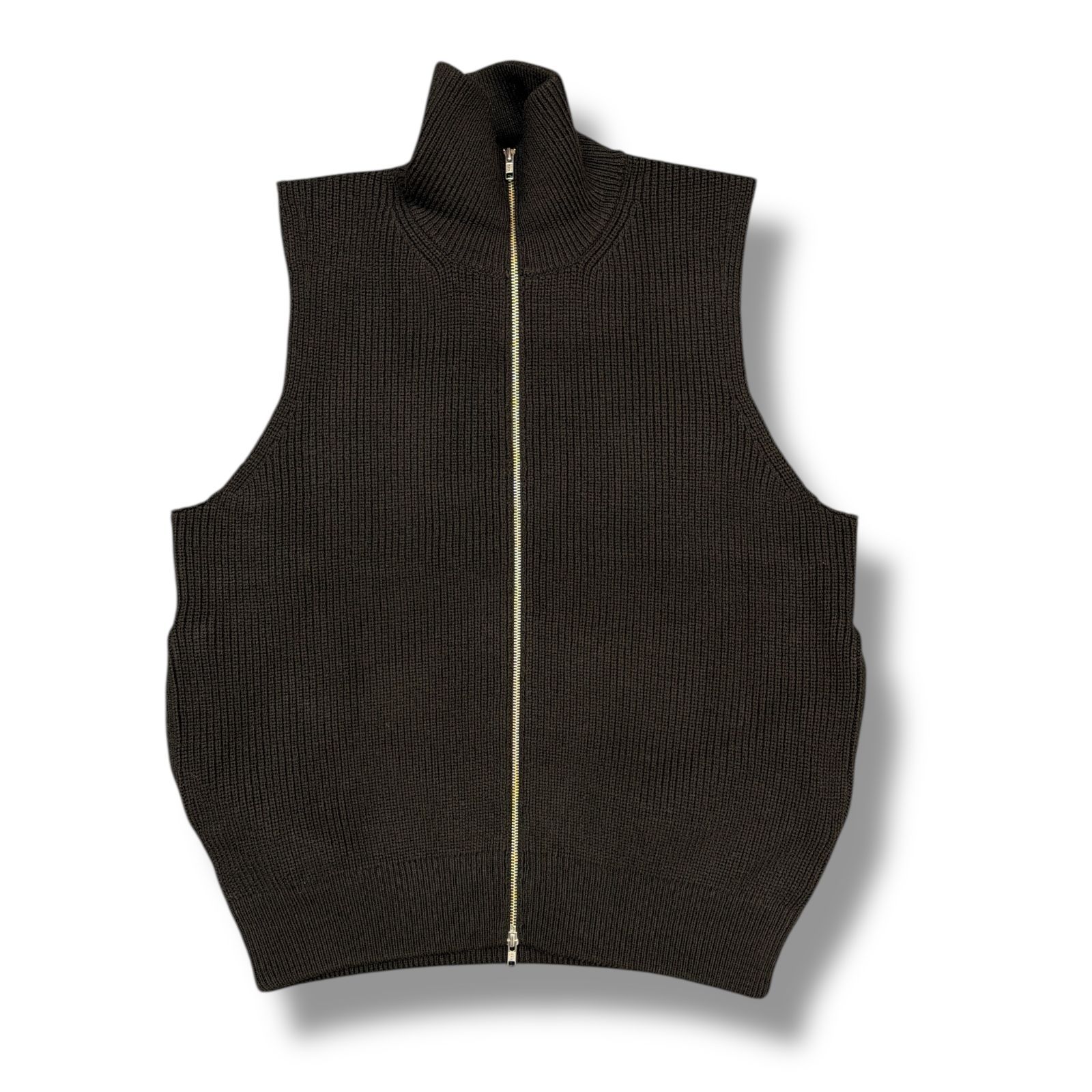 参考上代48400円 ♥品 stein 23AW OVERSIZED DRIVERS KNIT ZIP VEST オーバーサイズドライバーズニットベスト ジレ セーター シュタイン ST.697 ミリタリーカーキ D