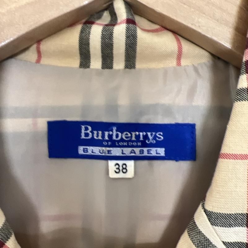 BURBERRY BLUE LABEL バーバリー・ブルーレーベル ワンピース ひざ丈スカート ノバチェック リネン混 ノースリーブ ワンピース