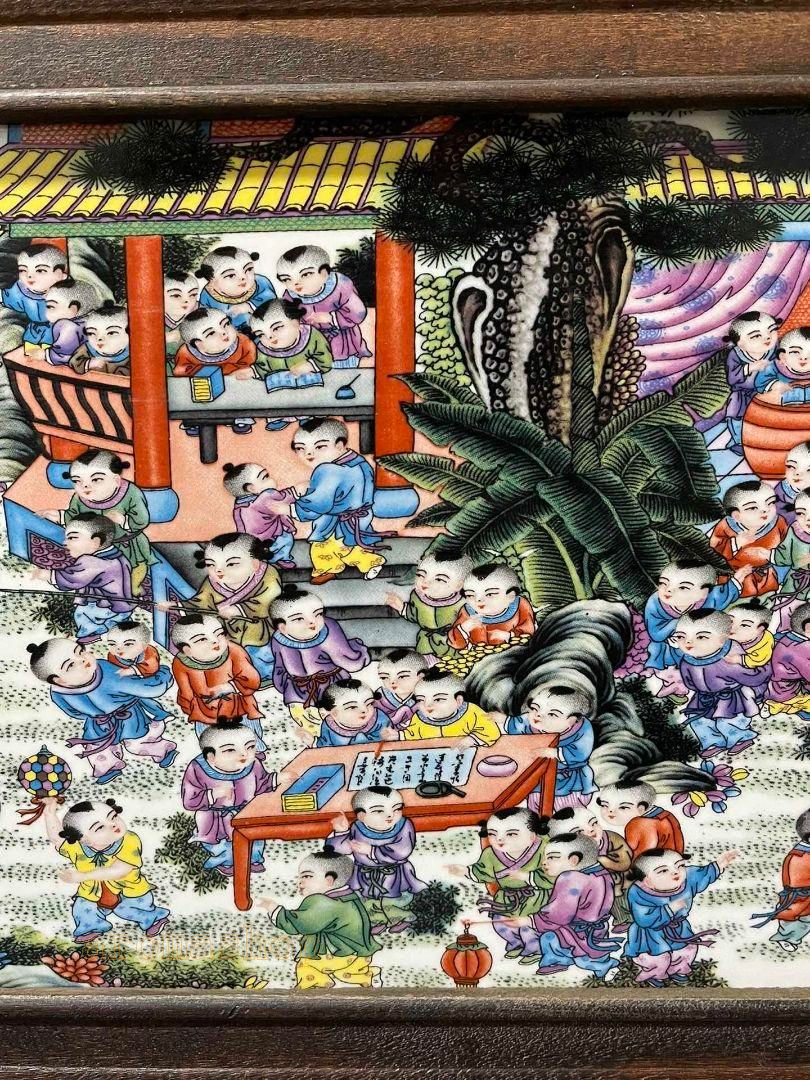 今年の新作から定番まで！ 景徳鎮 陶板画百子図 応接間 書斎 懸掛 装飾品 現代工芸品 美術 工芸品