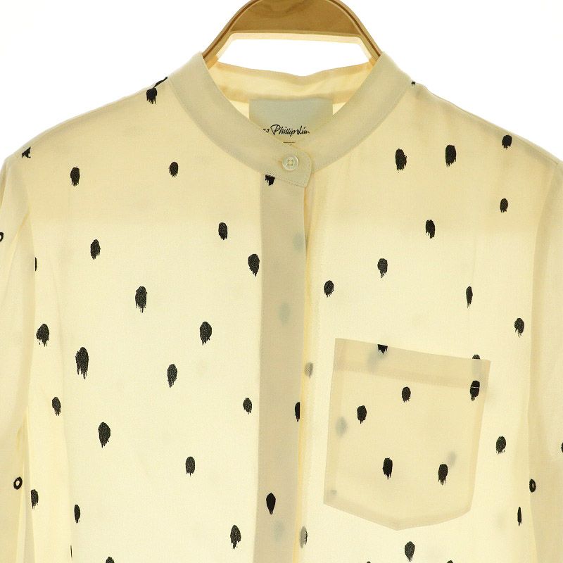 美品 3.1 Phillip Lim　3.1フィリップリム 0 ホワイト×ブラック モックネックシルクブラウス 3.1 Phillip Lim モックネック トップ | ブラック | FARFETCH JP