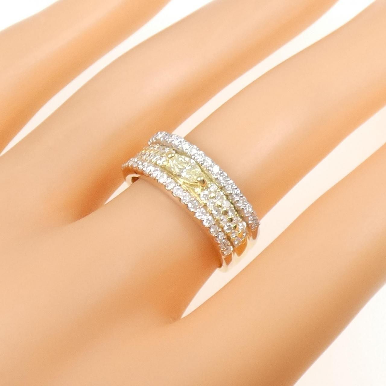 K18YG/PT900/K18PG ダイヤモンド リング 0.90CT 美品 K18 Pt900 0.06ct  