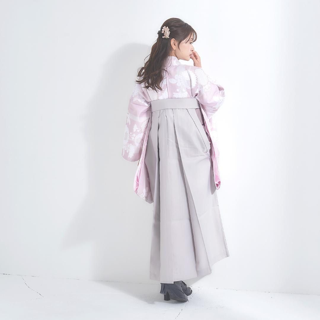 新品・購入用】卒業式 袴セット 6点セット 二尺袖 ピンク グレー 910  