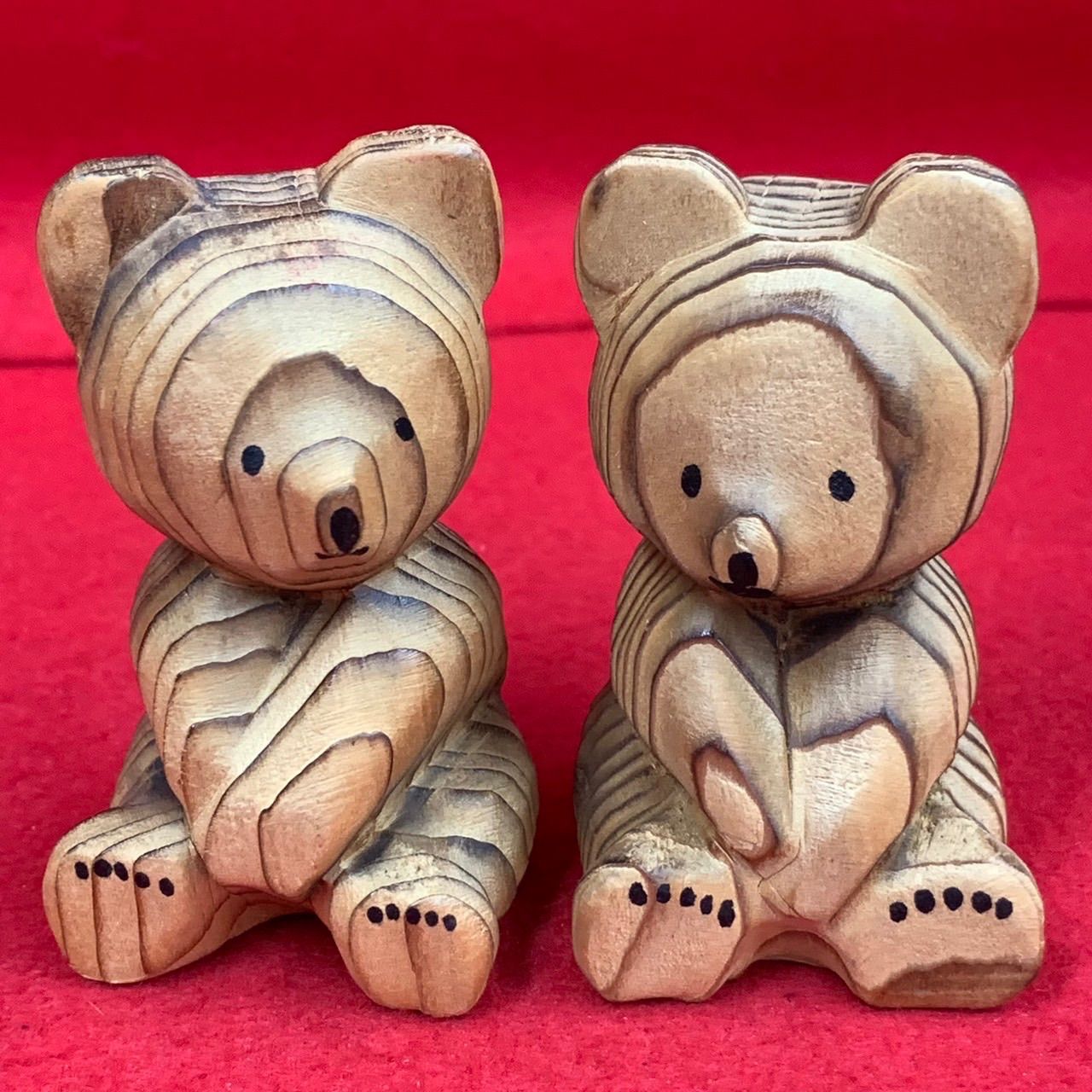 木彫り熊　　北海道民藝工芸品　一刀彫　熊　置物 熊ボッコ 木彫りの熊 3個セット 昭和レトロ 置物 民芸品 木彫り 一刀彫