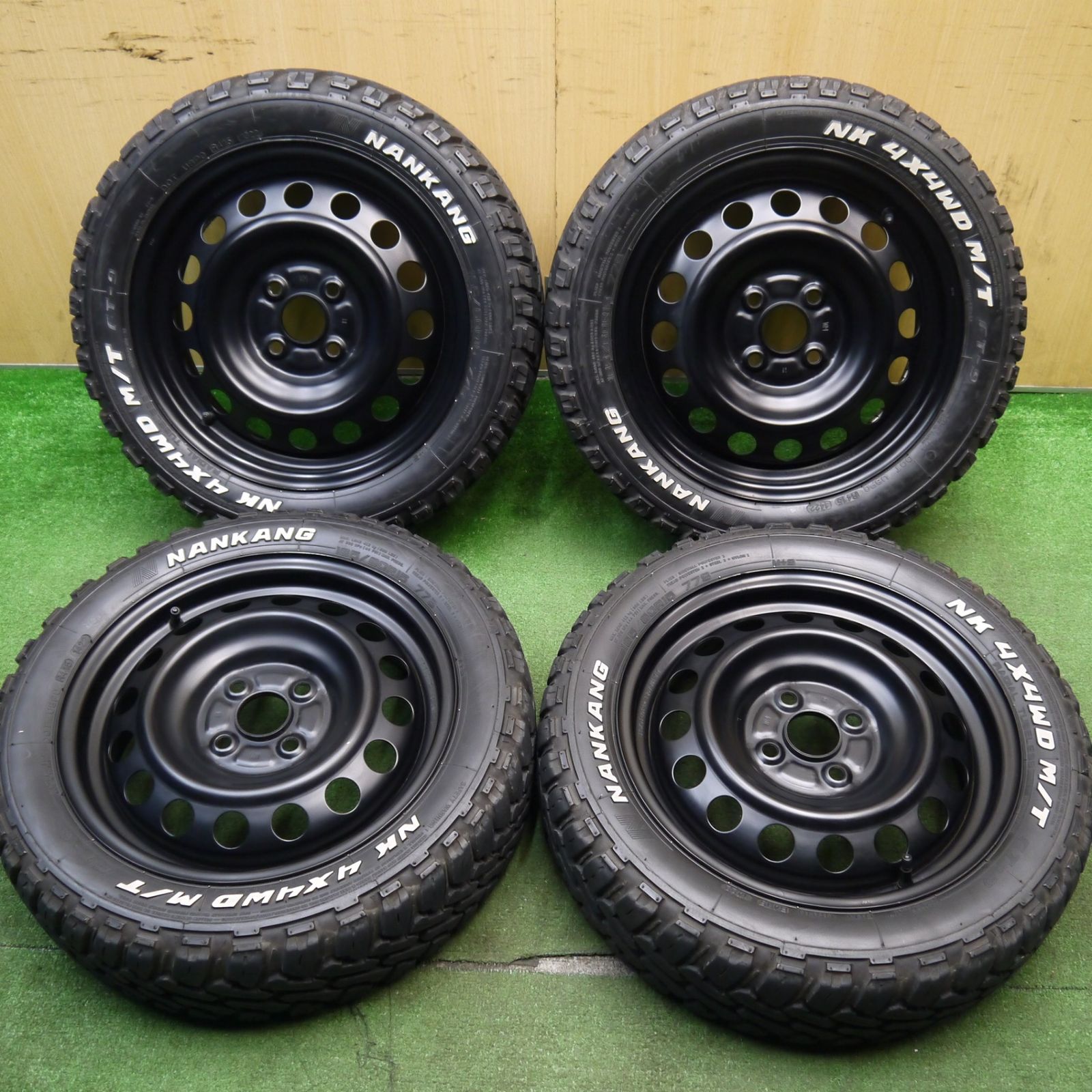 バリ溝 22年 キレイ 9.5分 ハスラー 等 165|60R15 ナンカン NK 4×4WD M|T FT-9 ホワイトレター スチール 15インチ PCD100|4H 5043012Hノ