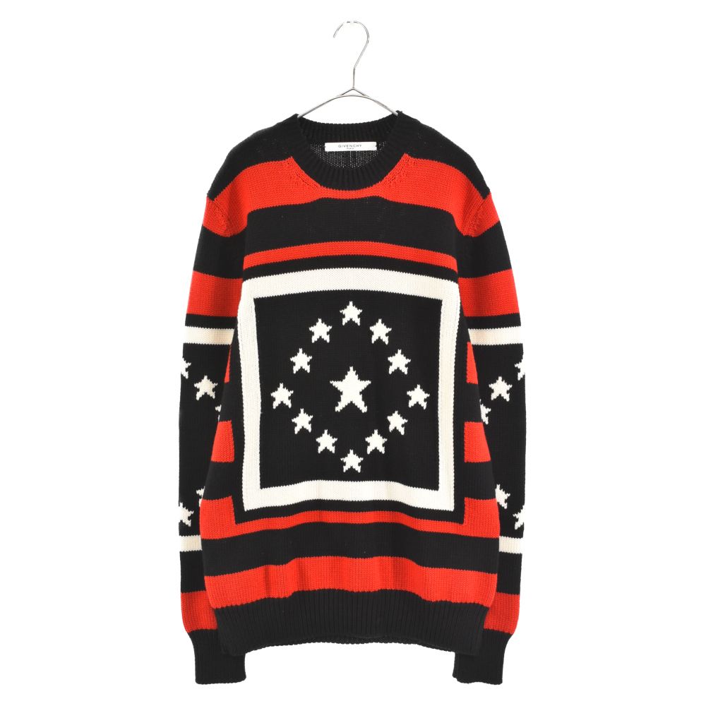 ジバンシィ 15AW マルチカラー星条旗プリントトレーナー 正規 17AW Givenchy ジバンシィ 黒白 スター 星 パッチ クルー