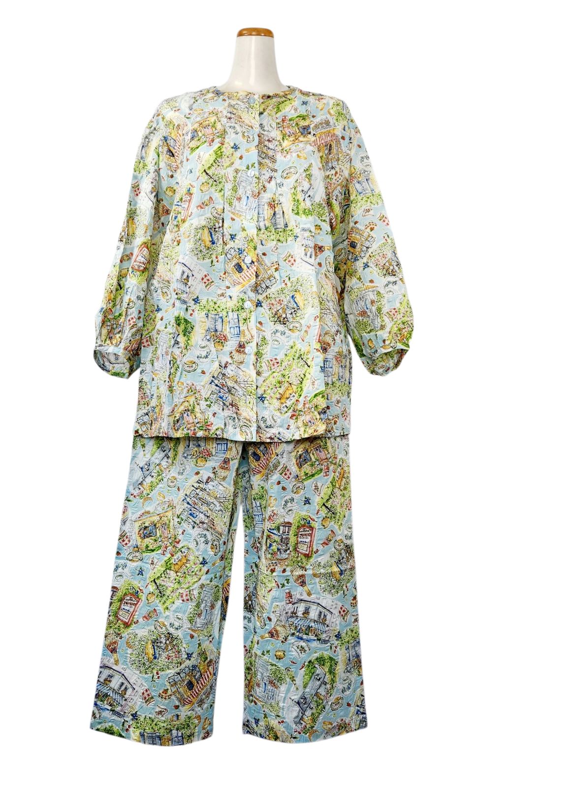 春物入荷!! 鴨居羊子 TUNIC 9分袖全開パジャマ 80ローン 春物入荷!! 鴨居羊子 TUNIC 9分袖全開パジャマ 80ローン