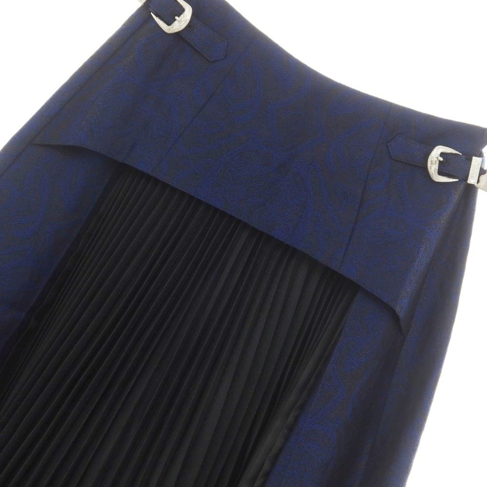 トーガ TOGA キュプラポリエステル ペイズリー ジャカード スカート ネイビーxブラック サイズ36 レディース