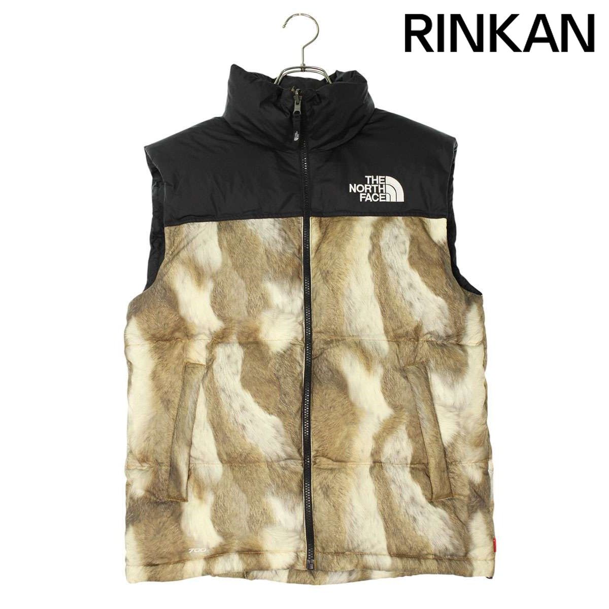 シュプリーム ×ノースフェイス THE NORTH FACE 13AW Fur Print Nuptse Vest ファープリントヌプシダウンベストダウンベスト メンズ S