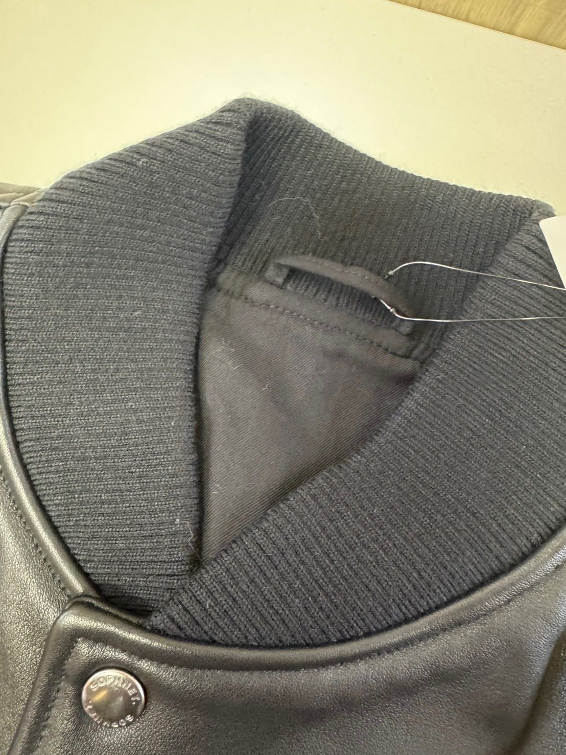 セオリーリュクス スキューバ素材 ノーカラージャケット 紺 Lサイズ 大きい