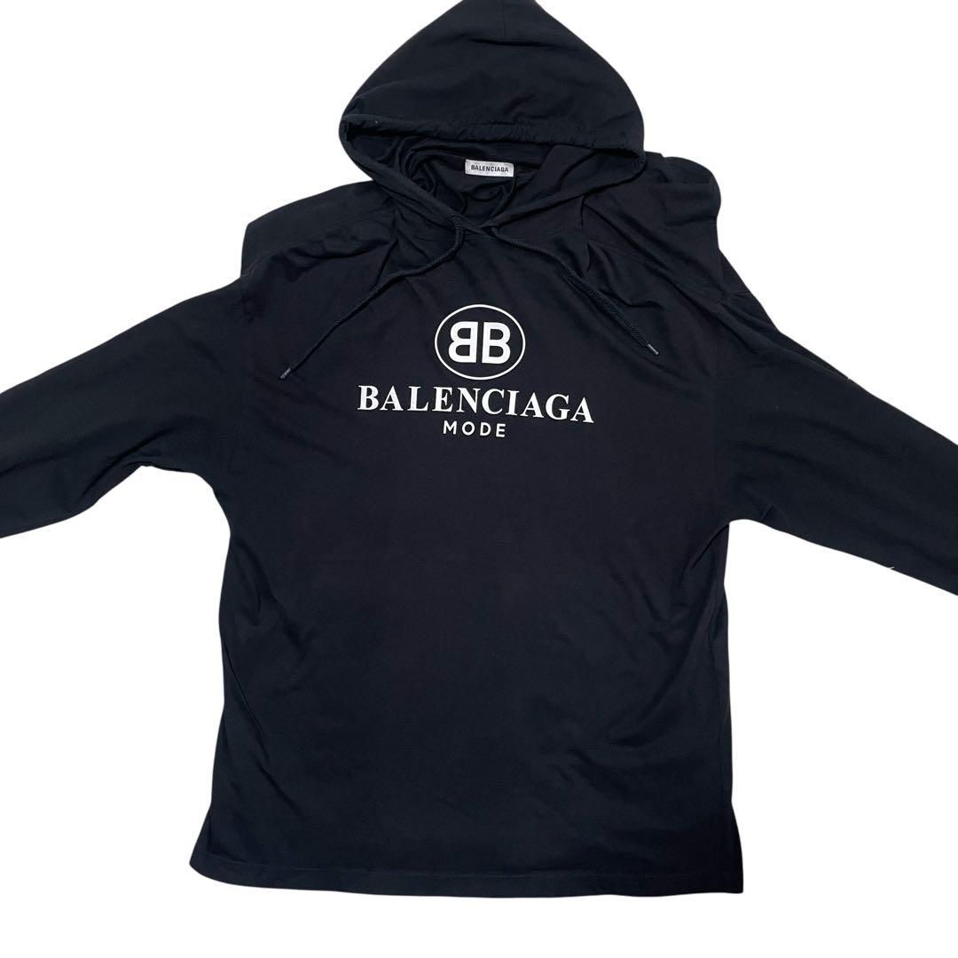 バレンシアガ BALENCIAGA ロング丈 パーカー ブラック 黒