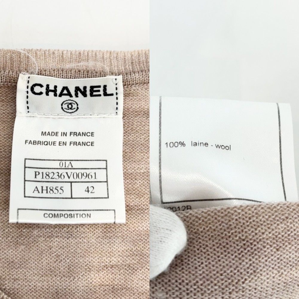 シャネル トップス レディース サマーニット 半袖 ココマーク ココ 服 トップス アパレル CHANEL 42 ピンクベージュ ウール 春  夏【中古品】 - メルカリ