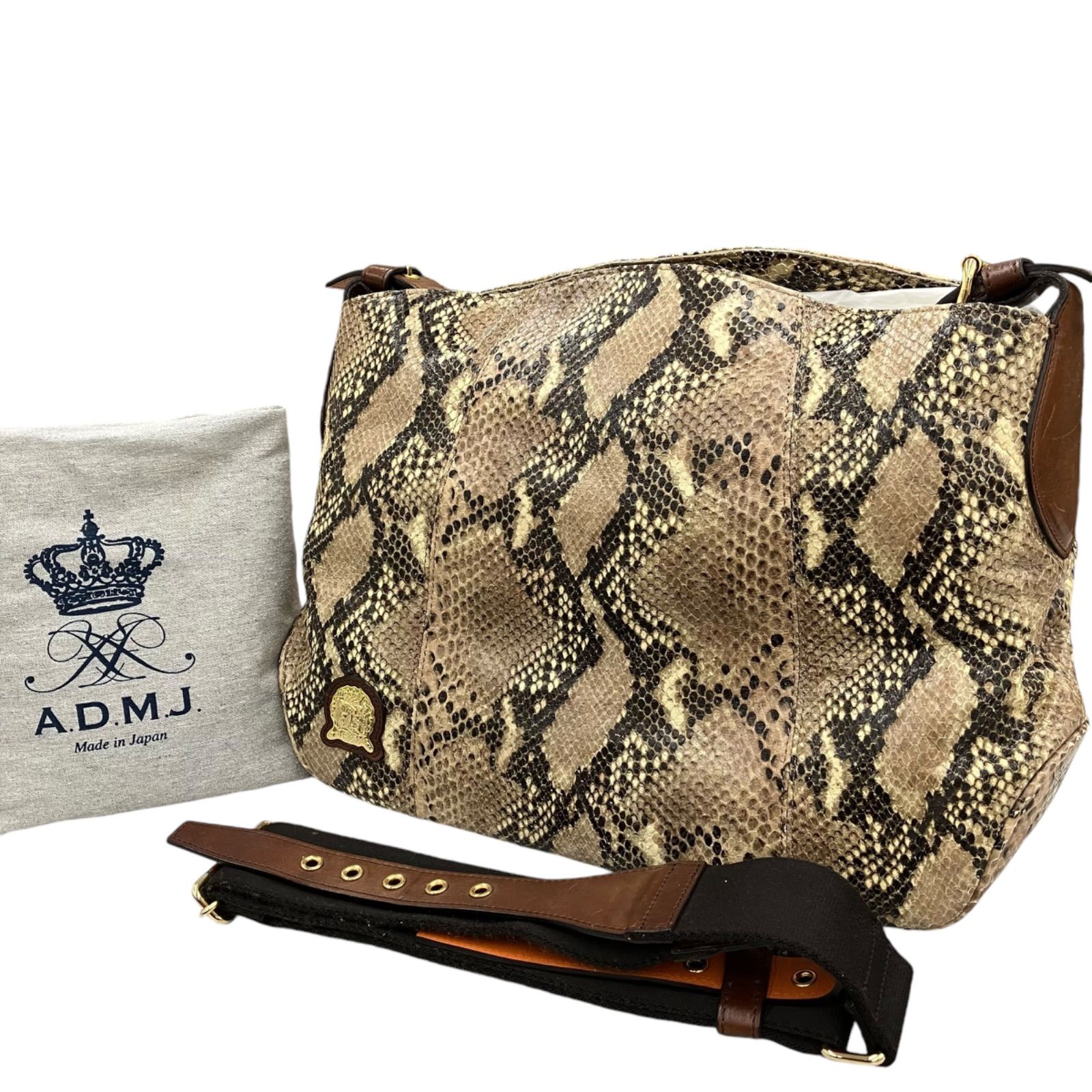 186000 ADMJ リアルパイソンベージュ トートバッグ - メルカリ 