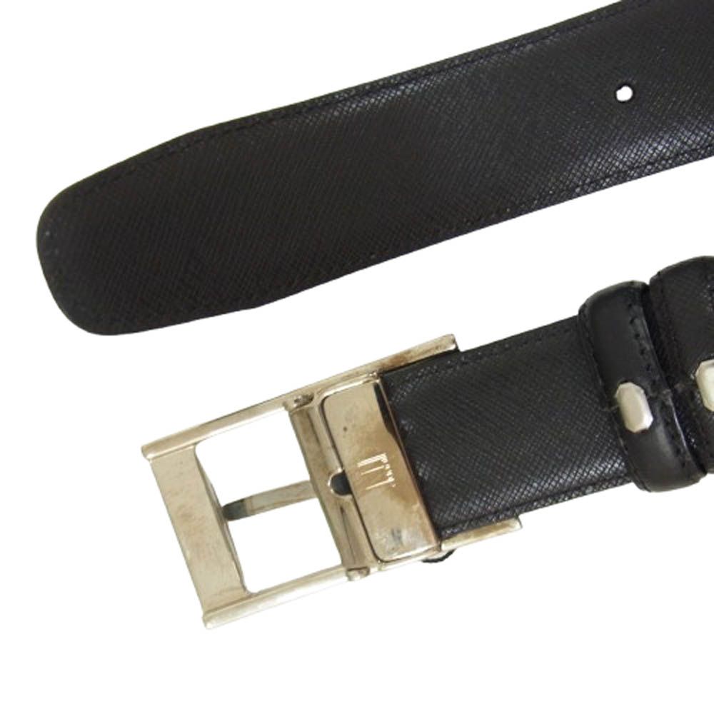 Dunhill ダンヒル シルバーバックル レザー ベルト ブラック系【中古】