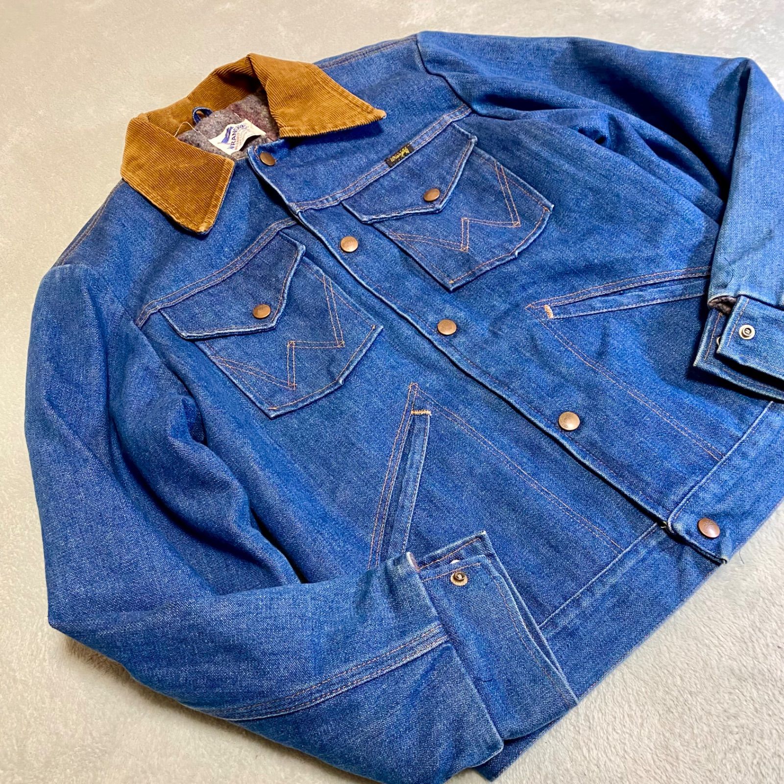 WranglerGジャン デニムジャケット 青 コーデュロイ襟 Wrangler 襟コーデュロイデニムジャケット 濃紺【1120T01
